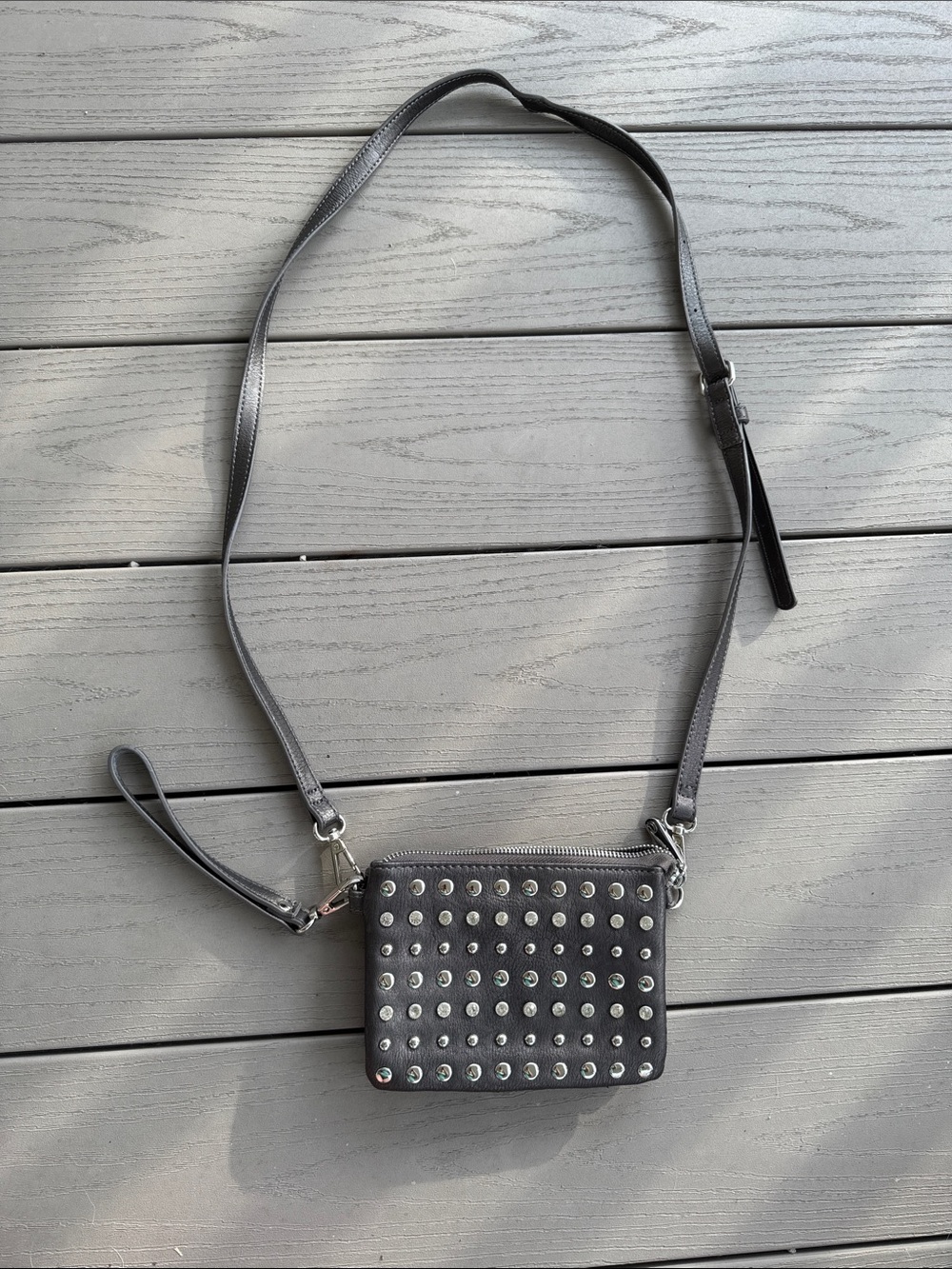 Charming Charlie's Studded Gray Crossbody Bag